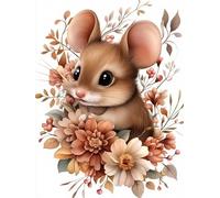 XvvwEndlessx DIY Kit Punto De Cruz Kit De Bordado Con PatróN RatóN Cubierto De Flores 3 Kits Inicio Bordado Para NiñOs O Adultos Principiantes 11CT:40×50Cm