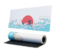 XVX Japanese Sea Wave Large Mouse Pad for Desk, Desk Mat with Seamed Edges, Waterproof Desk Pad, Gaming Mouse Pad Non-Slip Rubber Base, 31.5x11.8 Inch 3mm Thick Keyboard Pad Computer Mat, Coral Sea