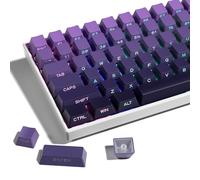 XVX - Teclas de impresión lateral, brillo a través de doble disparo, teclas PBT personalizadas, 60, 65, 75, 100 por ciento, juego de 136 teclas color morado degradado, perfil OEM, estilo minimalista