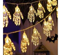 XVZ Cadena de luces de mano fantasma con temporizador, 3 m, 20 LED, funciona con pilas, cadena de luces para otoño y Halloween, mano fantasma transparente