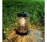 XVZ Farolillo solar colgante para exterior, resistente a la intemperie, decoración de jardín con bombilla LED más grande, farolillos solares de metal de estrella - decoración de terraza para balcón