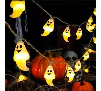 XVZ Guirnalda de luces de Halloween, 3m 20 LED Fantasma de Halloween, con temporizador y funcionamiento a pilas, decoración de Halloween otoño Acción de Gracias - Fantasma Blanco