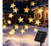 XVZ Guirnaldas Luces Exterior Solar, 30 LED Cadena de luces solares para jardín, 8 modos luces de estrellas impermeables, decorativas, para el patio, fiestas, bodas (blanco cálido)