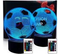 XVZ Luces Nocturnas Niños, Juego de 2 Fútbol 3D Lámpara de Iluminación Óptica, 16 Colores, con Mando a Distancia para niñas y niños en Navidad y cumpleaños Regalo