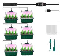 XVZ Set de cultivo, cultivo de plantas, invernadero, juego de 6 cuencos con tapa, invernadero con luz, mini invernadero, crecimiento y humedad adecuados