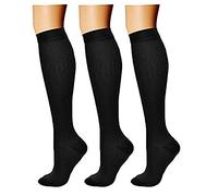 xwanli Medias de compresión deportivas, de viaje, hasta la rodilla, para mujer, hombre, 3 pares, color negro, talla 40-43