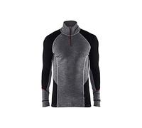 XWARM - Camiseta interior con cremallera, 100% lana de merino, talla XS, color gris y negro
