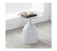 XwBaiW Mesa Auxiliar Redonda Bebida Sofá Café Té Mesillas De Noche con Estructura De Metal Decoración Moderna for Sala De Estar(Bianco,40 * 42)