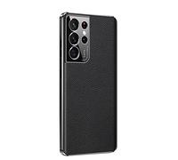 XWCG Funda para Samsung Galaxy S22/S22 Ultra Cuero Premium Carcasa Case con Protección Lentes Cámara Anti Rasguños Anti Arañazos Back Cover,Negro,For Samsung S22Ultra