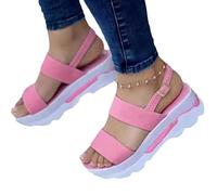 XWCG Sandalias de Plataforma para Mujer Casual Antideslizantes Zapatos Cómodo Elegantes Informal Punta Abierta Casual Zapatos de Playa Retro,Rosado,US11/EU43