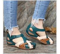 XWCG Sandalias Mujer Verano Cuña Sandalias Cerradas Cómodos Casual Zapatos de Playa Cross Tie Playas de Verano Plataforma Concisa Antideslizante,Verde,US6/EU37