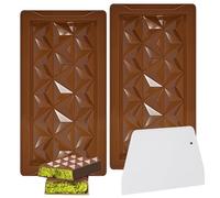 XWCHASA Moldes de chocolate profundo, 2 moldes gruesos de barra de chocolate, reutilizables, con una espátula para hacer postres y hacer caramelos, hacer cubitos de hielo