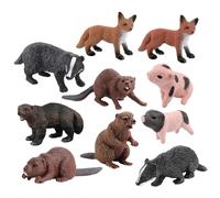 Xweptuy 10 Piezas de Juguetes de Animales, Figuras de Animales realistas Que Incluyen tejón, Castor, Oso Hormiguero, glotón, Juguetes educativos de Aprendizaje, Juego de cumpleaños, para niños