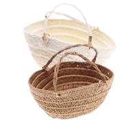 Xweptuy 2 Bolsos en Miniatura, Mini Bolsa de Paja de simulación, Bolsa de Mano Tejida Natural en Miniatura para Accesorios y Decoraciones de casa de muñecas