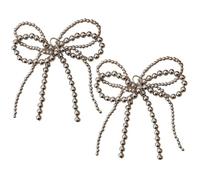 Xweptuy 2 clips para zapatos elegantes con lazo plateado, acrílico, con hebilla para zapatillas de deporte, lazos con cuentas para bodas, tomar fotos para mujeres y niñas