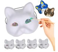Xweptuy 5 máscaras de gato con malla para ojos para pintar, máscara Therian de 7 x 7 x 3 pulgadas con correa elástica, accesorios de disfraz peludos para fiesta de cosplay Halloween #1