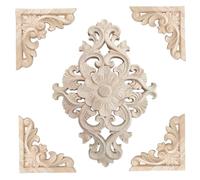 Xweptuy 5 Unids/Set Apliques de Madera, Adornos de Apliques Tallados en Madera Sin Pintar, Decoración del Hogar de Estilo Europeo para Puerta de Cama, Muebles de Pared, Gabinete, Chimenea