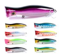 Xweptuy 9 señuelos de Pesca con Ojos 3D realistas, señuelo de Pesca Popper con anzuelos triples, Cebo de Boca, natación en Agua Dulce y Salada para atún, lubina, tiburón