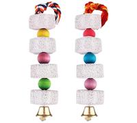 Xweptuy Bird Peak Grinding Stone 2 PPC Cockatiel Natural Rabbit Toys con Bell Lindo Loro Toya de masticación Bird Toys Accesorios de