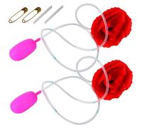 Xweptuy Flor de Chorro, Rosa roja, 2 Juegos, bromas del Día de los Inocentes, Flor de Payaso Que arroja chorros de Agua, Juguete para Truco, Broma de Rosa Realista para Fiesta