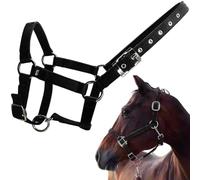 Xweptuy Halter para Caballos Ajustables 1 Ancho de Caballo de Cinta de PP de Ancho con Hardware de Metal para Entrenamiento, Color Negro, l