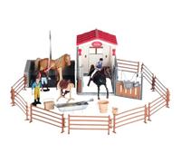 Xweptuy Juego de Granero de Caballos, Juego de establo de Caballos Vibrante y Realista Que Incluye Ducha, Cuna, Cerca y más Juguetes educativos de Desarrollo para niños pequeños