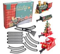 Xweptuy Juego de Tren Eléctrico para Niños de 14 Piezas Luz y Sonidos Tren de Navidad Simulado con 4 Vagones Juegos de Navidad Clásicos con Pistas Regalos para Niños y Niñas