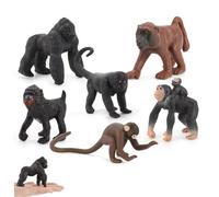 Xweptuy Juguete de Mono, 6 Piezas Realista de Mono pequeño, Animales de plástico de PVC, Animales de Juguete Educativo temprano para niños Proyecto de Ciencia cumpleaños