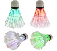 Xweptuy LED bádminton Colorido Volante Noche Oscura Resplandor pajaritos iluminación para Actividades Deportivas de Interior al Aire Libre 4 Piezas