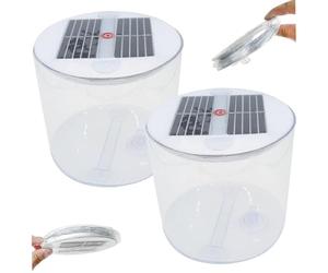 Xweptuy Linterna Solar Inflable, 2 Unidades de Linterna Solar Impermeable para Camping con LED Blancos, lámpara Plegable portátil con asa para Camping, Senderismo, Viajes, mochilero, Emergencia #1