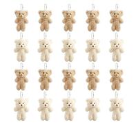 Xweptuy Llavero de animales de peluche, 20 piezas, lindo oso de peluche rubor, llavero de, pequeños adornos de osito de, suave y pequeño a granel para cumpleaños, día de San Valentín, re