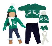 Xweptuy Ropa para muñecas de 18 Pulgadas Linda Ropa Tejida para muñecas Americanas Traje de Invierno Que Incluye suéteres Pantalones Sombreros Guantes y Bufandas para el Estilo 2