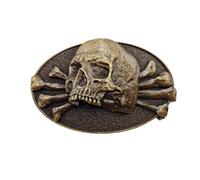 Xwest Hebilla de cinturón de calavera, Calavera de latón, 1.5 inch