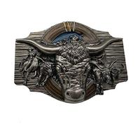 Xwest Hebilla de cinturón Longhorn Cowboy Cowgirl Bull Rodeo Western Texas Belt Buckle