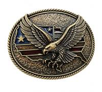 Xwest Western Adler - Hebilla de cinturón para hombre, diseño de bandera de Texas, hebilla de cinturón de aleación de zinc, hebilla occidental patriótica para cinturón de 38 mm, color dorado antiguo