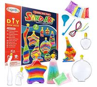 xwin sportseries Juego de 7 diseños de arena y resplandor para niños, crea tu propia artesanía, botellas de forma surtida y botellas colgantes con tapa, arena brillante y bolsas de 8 colores