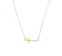 XWN Collar de cruz chapado en oro de 14K - collar para mujer de acero inoxidable 316L color oro con cadena extensible