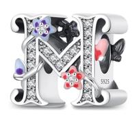 XWN Letra Charms Abalorios A-Z Alfabeto Colgante para mujer, plata de ley 925, compatible con pulseras y collares Pandora, compatible con pulseras europeas para mujeres y niñas