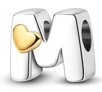 XWN Letra Charms Abalorios A-Z Alfabeto Colgante para mujer, plata de ley 925, compatible con pulseras y collares Pandora, compatible con pulseras europeas para mujeres y niñas