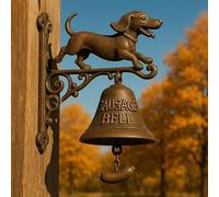 XWNGDAFEVF Retro 3D Design Dog Themed Welcome Doorbell Cast Iron Resin Decor Hanging Bell with Brass Chime, Dachshund