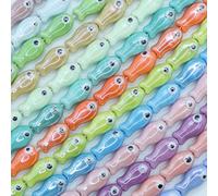 XWNXQ 10 Cuentas de cerámica de 19 mm con Forma de pez, pequeñas Cuentas espaciadoras con dijes de pez, para Hacer Pulseras, Collares, Colgantes y Joyas Hechas a Mano