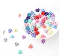 XWNXQ 100-1000 Botones de muñeca en Miniatura de 6 mm, Botones de Costura en Forma de corazón de 2 Agujeros, Botones de Resina de Colores, muñecas, Botones de decoración de Ropa de Peluche