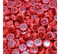 XWNXQ 20-100 Cuentas de 10 mm de Colores con Forma de Emoticono, Cuentas Sueltas de cerámica Redondas y Planas, para Hacer Pulseras, Collares, Colgantes y Joyas