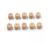 XWNXQ 20-100 Cuentas de Madera de Haya Natural de 12 mm, Cuentas espaciadoras cuadradas de Madera, números del 0 al 9, para Hacer Pulseras y Colgantes artesanales