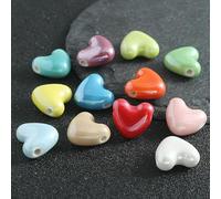 XWNXQ 20/30/50 Cuentas de cerámica perladas de Colores en Forma de corazón de 15 x 14 mm, Cuentas Sueltas de cerámica esmaltada, para Pulseras de Cuentas, Collares y Pendientes