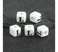 XWNXQ 20/30/50 Cuentas de Letras de 8 mm, Cuentas espaciadoras cuadradas de cerámica, para Hacer Pulseras, Collares, llaveros y Joyas Hechas a Mano