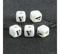 XWNXQ 20/30/50 Cuentas de Letras de 8 mm, Cuentas espaciadoras cuadradas de cerámica, para Hacer Pulseras, Collares, llaveros y Joyas Hechas a Mano