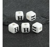 XWNXQ 20/30/50 Cuentas de Letras de 8 mm, Cuentas espaciadoras cuadradas de cerámica, para Hacer Pulseras, Collares, llaveros y Joyas Hechas a Mano