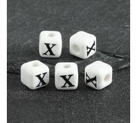 XWNXQ 20/30/50 Cuentas de Letras de 8 mm, Cuentas espaciadoras cuadradas de cerámica, para Hacer Pulseras, Collares, llaveros y Joyas Hechas a Mano