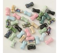 XWNXQ 20/30/50 Cuentas de Porcelana con Forma de Hueso de Colores Variados de 19 x 7 mm,Cuentas Sueltas de cerámica esmaltada, para Pulseras y Collares de Cuentas Hechos a Mano,Accesorios de joyería